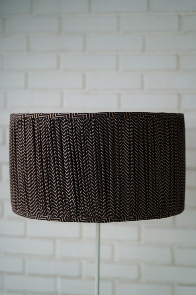 Barrel Shade (L) - Black Block Print, Pleated